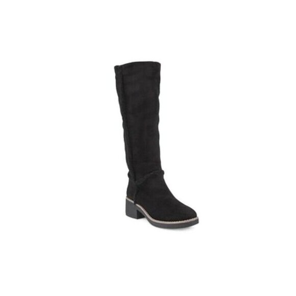 Sociology Tall Shearling Trimmed Boots Womens Sz 7 Side Zipper Evening Night Out - Picture 2 of 6
